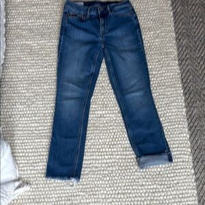 GAP Blue Straight Leg Jeans with Frayed Hem